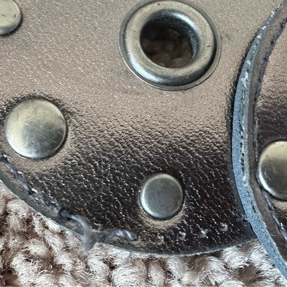 Black Boho Medallion Disc Silver Round Buckle Statement - Picture 8 of 10